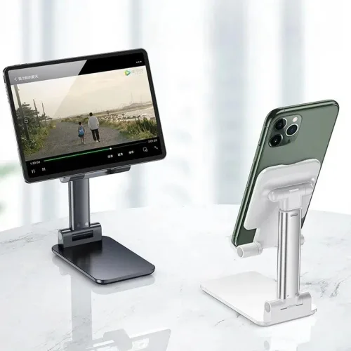 Vista 8 de Soportes ajustables negros para teléfono celular, soporte universal para teléfono portátil, soporte para tableta de escritorio para el hogar Blanco