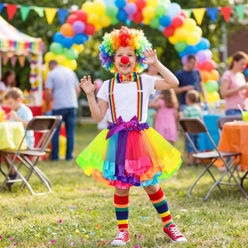 Vista 7 de Tigeen Conjunto de 6 piezas de disfraz de payaso para niñas, disfraz