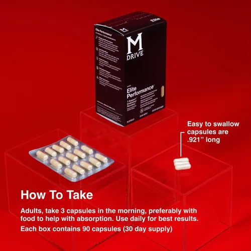Vista 5 de Mdrive Elite Potenciador de testosterona para hombres, apoya la salud inmunológica, energía, VO2Max, recuperación, alivio del estrés, músculo magro