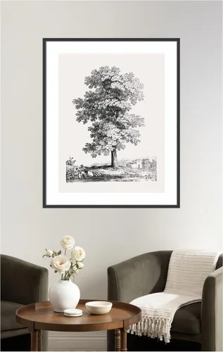 Vista 4 de Kate and Laurel Framed Wall Art Print 'Jean Victor Bertin Study of a Tree 1816' by The Art Institute of Chicago, 33 x 41, Stylish Black Narrow