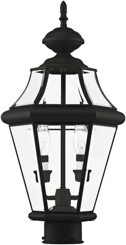 Vista 6 de Livex Lighting 2264-01 Georgetown - Cabezal de poste para exteriores con 2 luces, latón antiguo