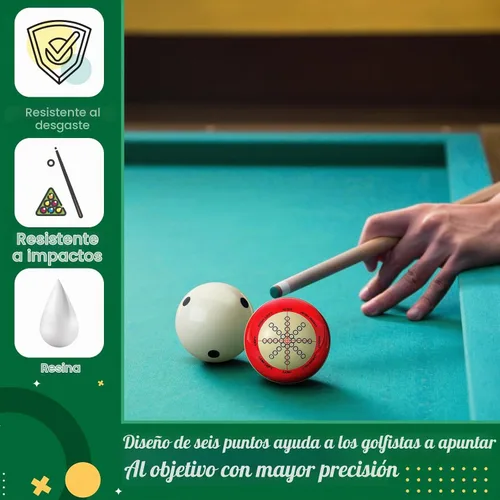 Vista 4 de Gemscream 2 piezas de bolas de taco de billar con puntos, artefacto de entrenamiento de práctica, tamaño reglamentario 2-1/4 pulgadas, bolas