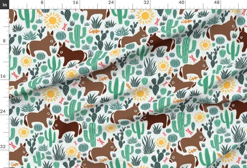 Vista 2 de Spoonflower Fabric - Life Country Animals Western Cactus Desert Farm Donkey Printed on Chiffon Fabric Fat Quarter - Sewing Fashion Apparel Dresses