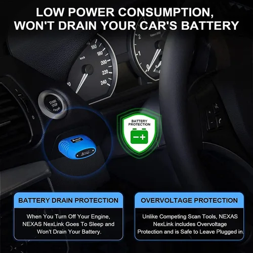 Vista 4 de NEXAS NexLink - Escáner OBD2 Bluetooth 5.0, inalámbrico compatible con aplicaciones de terceros, lector de código universal para automóviles