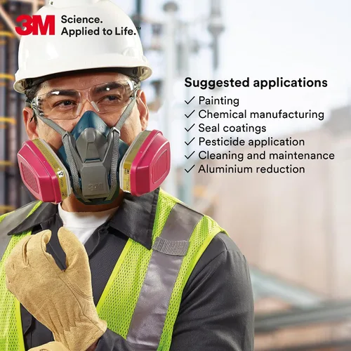 Vista 11 de 3M Cartucho/filtro respirador P100 60923, 1 par, aprobado por NIOSH, ayuda a proteger contra vapores orgánicos, gases ácidos y partículas, magenta