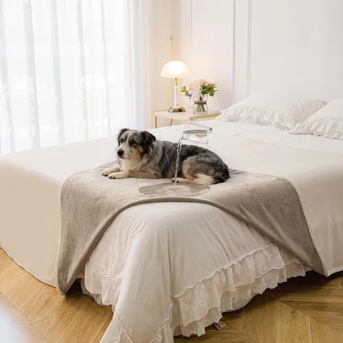 Vista 27 de Manta impermeable para perros pequeños, a prueba de fugas, manta reversible para sofá, cama, protector de muebles lavable a máquina, 25 x 35 Beige