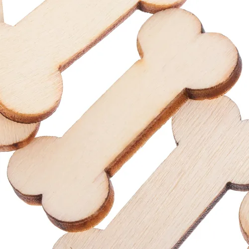 Vista 5 de Artibetter 100 piezas de recortes de hueso de perro de madera sin terminar para manualidades, pintura, proyectos de carpintería, decoración
