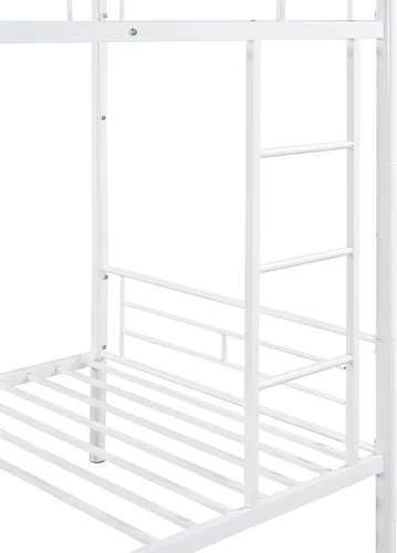 Vista 6 de Harper & Bright Designs Litera de metal individual sobre individual con escalera extraíble, marco de cama resistente con rieles de protección