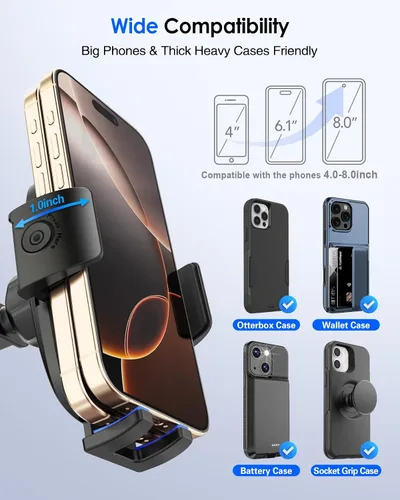 Vista 4 de pop-tech Soporte de teléfono para automóvil, [succión de grado militar] Soporte universal para teléfono celular para la ventana del parabrisas