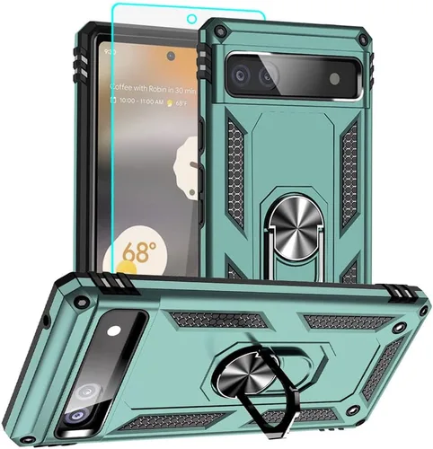Vista 32 de Funda para Pixel 6a, Google Pixel 6A con protector de pantalla HD, [grado militar de 16 pies probada en caídas], anillo protector a prueba de golpes