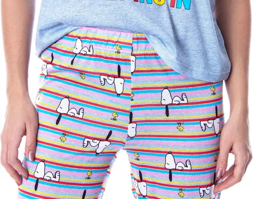 Vista 3 de INTIMO Peanuts Snoopy Happiness is Sleeping In Shirt and Pants - Conjunto de pijama para mujer Multi