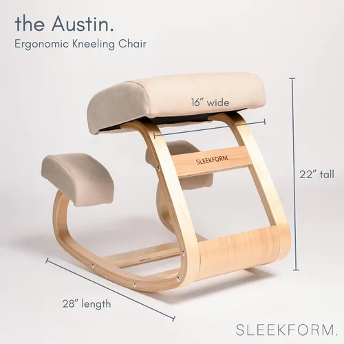 Vista 3 de Austin - Silla arrodillada, color blanco y lino de invierno, mecedora, hogar Diseño ergonómico de oficina, para sentarse activamente, cojines