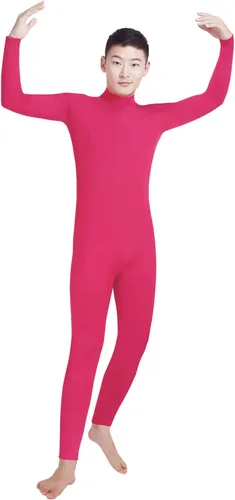 Vista 21 de Shinningstar Zentai Unitard - Body de manga larga con cuello alto y elastano para hombre Verde militar