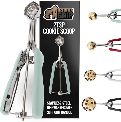 Vista 20 de GORILLA GRIP Cuchara para galletas de acero inoxidable sin BPA, cuchara #60 de 1 cucharada, mango de agarre suave, fácil liberación de alimentos