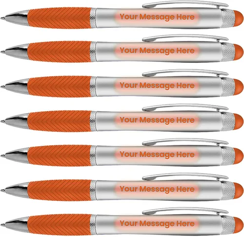 Vista 10 de Bolígrafos personalizados, paquete de 80 grabados láser sin granel, bolígrafo de 3 pulgadas, lápiz óptico y área personalizada con luz, nombre