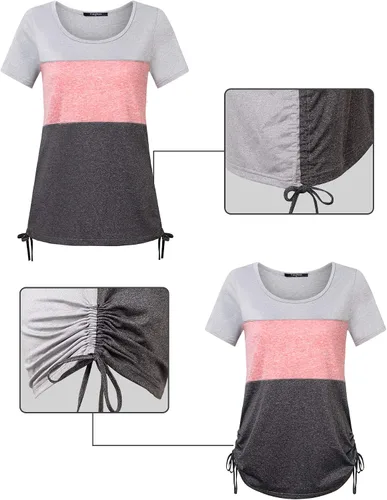 Vista 2 de VALOLIA Camisetas para mujer cuello redondo estilo casual color block