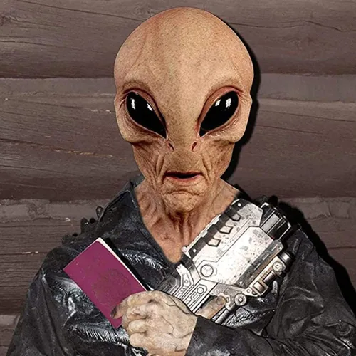 Vista 2 de LECOK Máscara de alienígena aterradora, máscara realista de Halloween para adultos, cubierta de cabeza de látex espeluznante, para disfraces