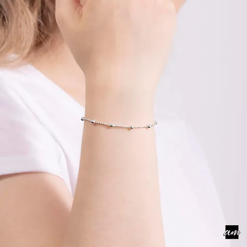 Vista 2 de Amberta Pulsera de plata de ley 925 de 0.126 in 0.043 in, tamaño 7,5 x 8 pulgadas
