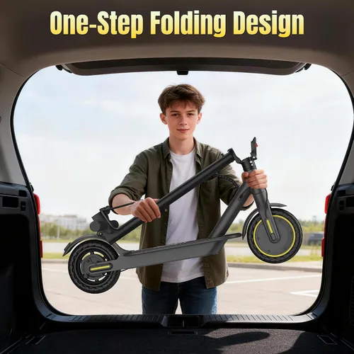 Vista 7 de Patinete eléctrico para niños de 6 a 10 años, motor de 350 W, velocidad de 19 millas por hora y rango de 15 millas, neumáticos sólidos de 8.5