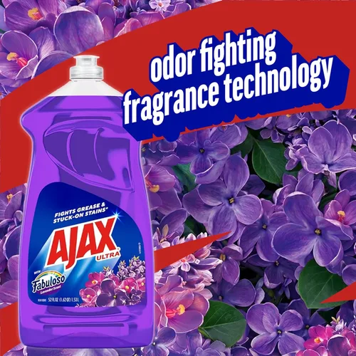 Vista 4 de Ajax Ultra Jabón Líquido para Platos con Fabuloso, Aroma a Lavanda, 52 Oz