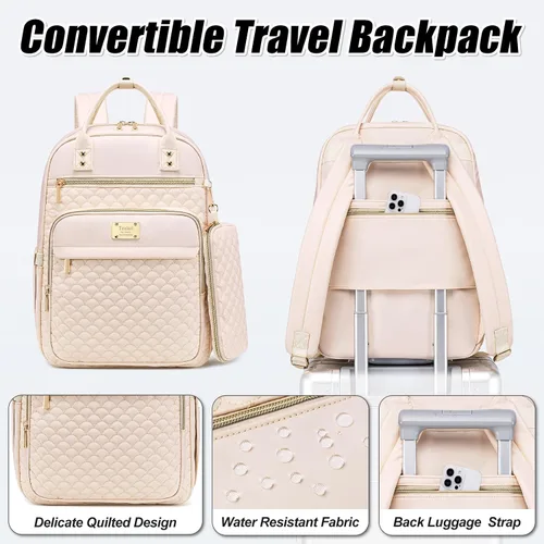 Vista 5 de Mochila Tealari para laptop para mujeres, mochila para laptop de 15.6 pulgadas para el trabajo, mochila de viaje impermeable, mochila universitaria