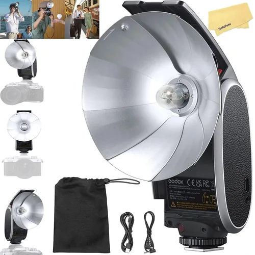 Vista 12 de Godox Lux Junior Retro Cámara Flash para Canon Sony Nikon Fujifilm Olympus Flash Speedlight Speedlite, GN12 6000K ± 200K CCT, flash automático