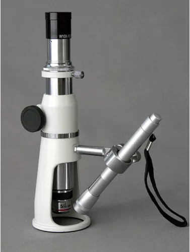 Vista 2 de AmScope Microscopio de medición de soporte de mano H50, aumento de 50x, campo de visión de 0.669 in, incluye luz de bolígrafo
