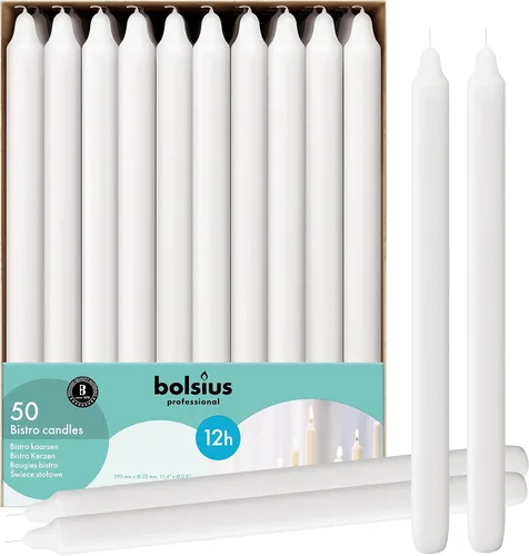 Vista 6 de BOLSIUS Velas Blancas Rectas Sin Aroma Paquete de 100 - 12 pulgadas de largo - 12 horas de combustión, perfectas para velas de emergencia