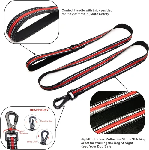 Vista 2 de Arnés para perro sin tirones con un juego de correa fuerte de 5 pies, chaleco ajustable, clip frontal reflectante resistente con mango de fácil