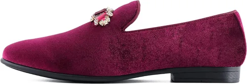 Vista 2 de Amali Tiago- The Original - Mocasines de terciopelo sintético para hombre con broca de joyería y ribetes a juego, zapatos de hombre para fumar