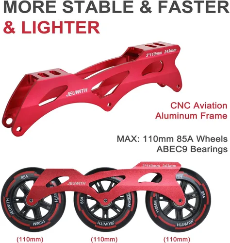 Vista 2 de Patines en línea, patines de 3 ruedas para hombres y mujeres, patines de carreras de velocidad en línea de alto rendimiento para adultos y unisex