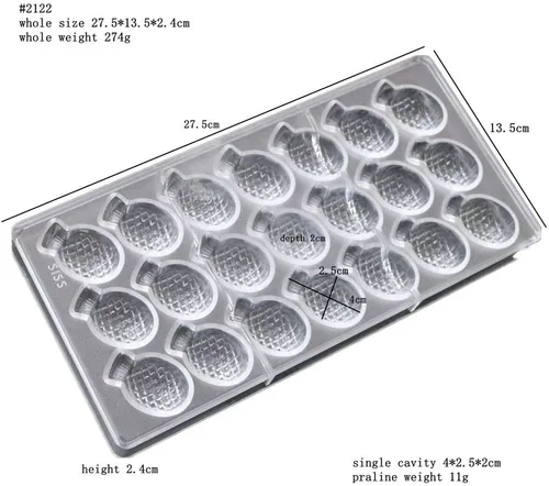 Vista 2 de LoBake 21 cavidades forma de piña PC policarbonato molde de plástico para chocolate accesorios de cocina DIY hornear suministros