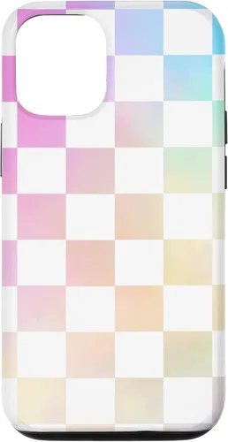 Vista 28 de Pastel Rainbow Checkerboard Checker Checked Pattern Case for iPhone 17