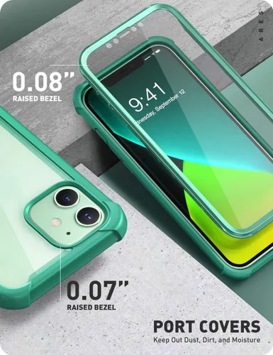 Vista 7 de i-Blason Ares - Funda para iPhone 12, iPhone 12 Pro de 6.1 pulgadas (versión 2020), funda transparente resistente de doble capa con protector