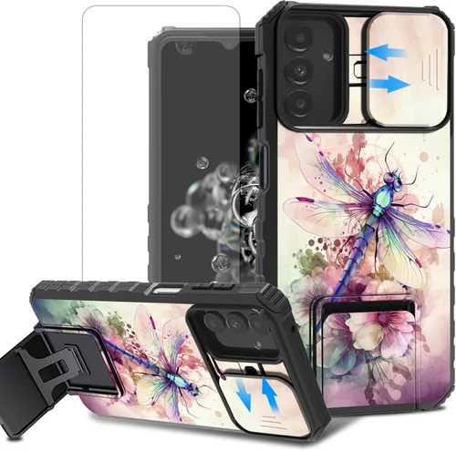 Vista 41 de Funda para teléfono Samsung Galaxy A15 5G con protector de pantalla con cubierta deslizante para cámara y soporte de doble capa híbrida resistente a