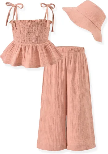 Vista 21 de Aalizzwell Traje de verano para niñas pequeñas con sombrero de 1 a 5 años