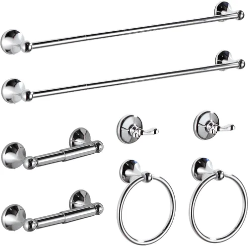 Vista 6 de BGL Juego de Herrajes de Baño de Níquel Cepillado Ajustables Expandibles Barras para Toallas de Baño Juego de Accesorios de Baño Toalleros 8 Piezas