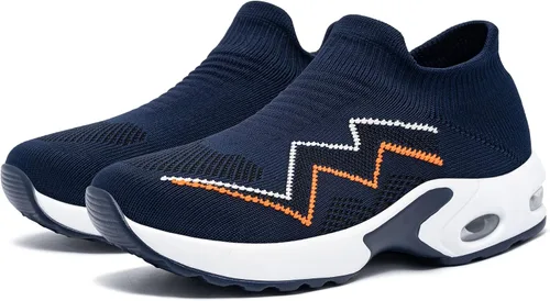 Vista 9 de LARNMERN Zapatos deportivos de punta de acero para mujer, zapatos de trabajo con puntera de seguridad, con amortiguación de aire, zapatos casuales