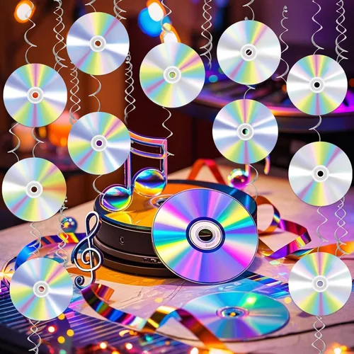 Vista 5 de Decoraciones de fiesta de los años 90 y 2000, remolinos colgantes con temática de los años 90, decoraciones de fiesta de cumpleaños de los años 90