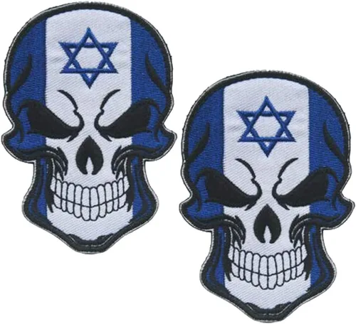 Vista 23 de AliPlus - 2 parches de calavera con bandera estadounidense de EE. UU., gancho y bucle