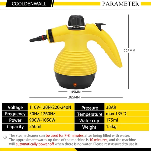Vista 4 de CGOLDENWALL Limpiador de vapor de mano Vaporizador a presión Máquina de limpieza portátil para eliminación de manchas rebeldes Máquina de limpieza