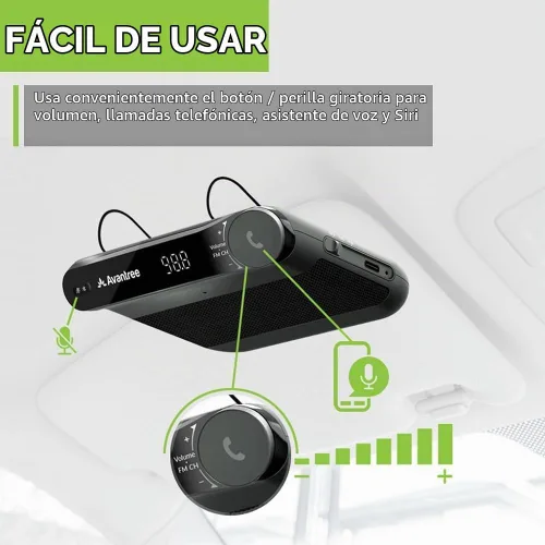 Vista 6 de Avantree Roadtrip - Altavoz Bluetooth para automóvil y transmisor FM inalámbrico 2 en 1 para transmitir audio del teléfono celular al altavoz