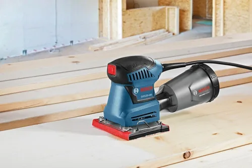 Vista 4 de BOSCH GSS20-40 Lijadora de Acabado Orbital de 1/4 Hoja, 2 Amp, 12000 OPM con Colector de Polvo
