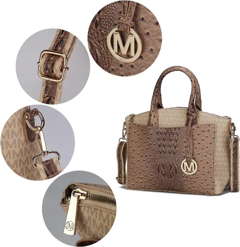 Vista 7 de MKF Collection Tote Bag for Women, Vegan Leather Pocketbook Top-Handle Crossover Purse Handbag