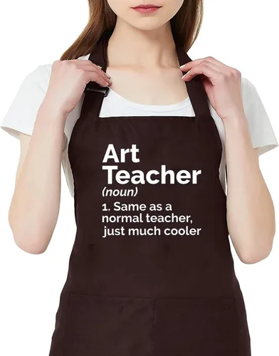 Vista 6 de Art Teacher Apron for Women Art Lovers Waterproof Adjustable Bib 2 Pockets Kitchen Cooking Apron Artist Mentor Gift