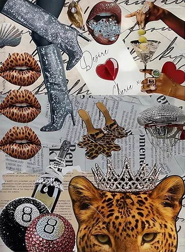 Vista 42 de Kits de arte de diamante para adultos principiantes, modernos kits de pintura de diamante con lunares de leopardo 5D, gemas y manualidades DIY