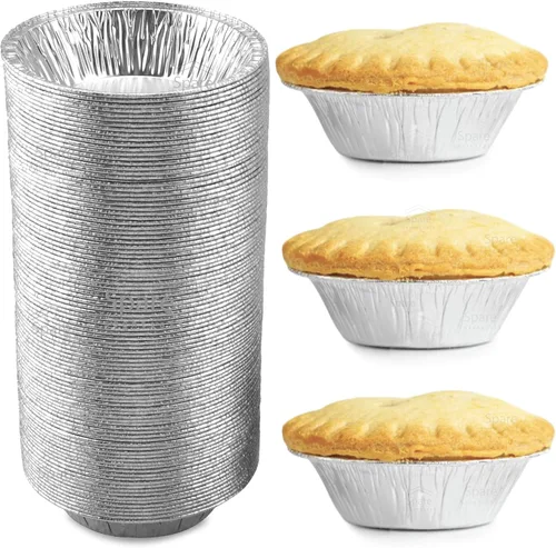 Vista 9 de Pack de 60 latas para tartas de 5 pulgadas, latas desechables para mini tartas, aluminio para tartas, moldes individuales para hornear mini potpie
