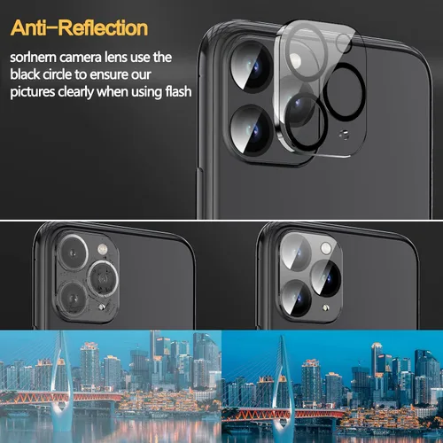 Vista 4 de Paquete de 2 + 2 protectores de pantalla de privacidad para iPhone 11 Pro de 5.8 pulgadas + protector de lente de cámara para iPhone 11 Pro