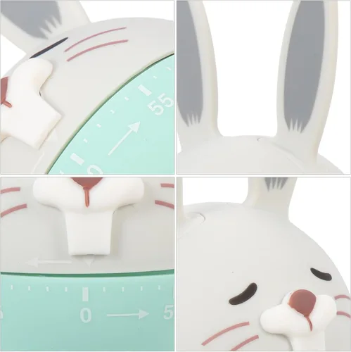 Vista 7 de Toyvian Cute Mechanical Kitchen Timer Baking Timer Small Rabbit Design Thin Green for Cooking Time Management and Classroom Use