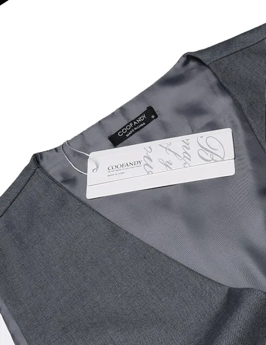 Vista 4 de COOFANDY Chaleco de traje de negocios para hombre chaleco ajustado para boda